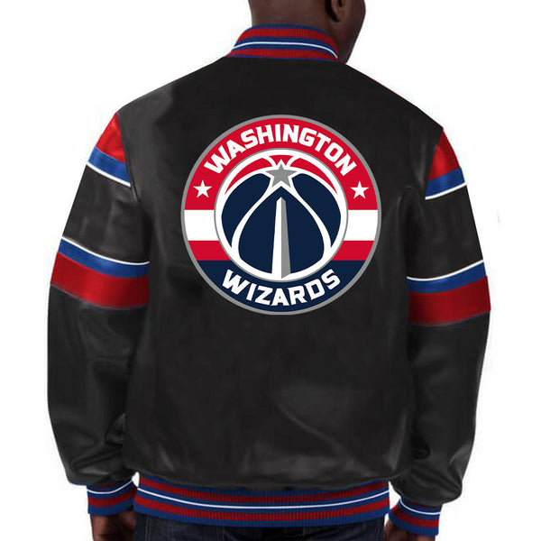 Back View NBA Washington Wizards Leather Jacket