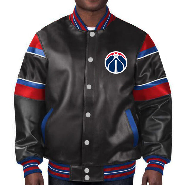 Front View NBA Washington Wizards Leather Jacket