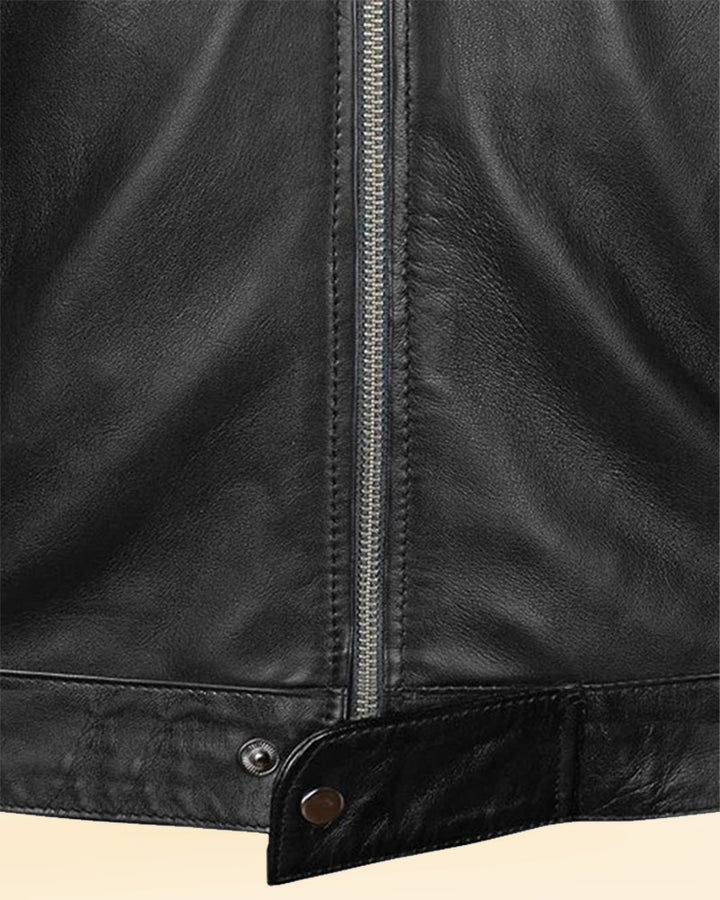 Stylish black leather jacket worn by Bradley Cooper in German market