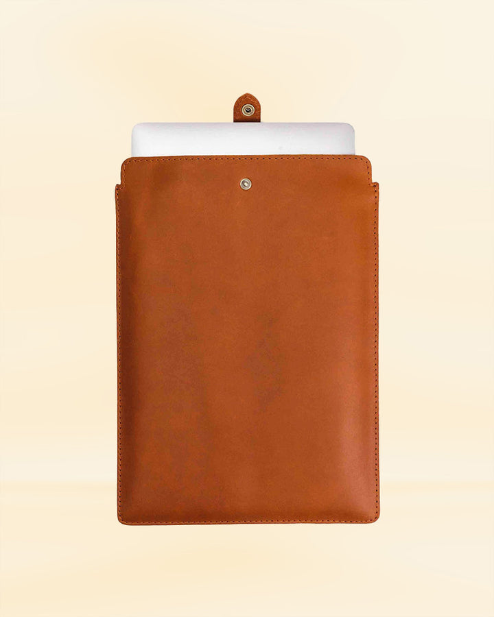 Durable leather laptop sleeve to protect your device on-the-go