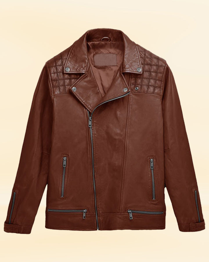 "Ironwood tan biker premium leather jacket for sale in the USA"