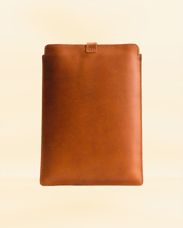 Premium leather laptop sleeve with soft suede lining