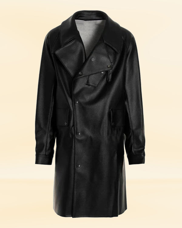 Men's black vegan leather coat