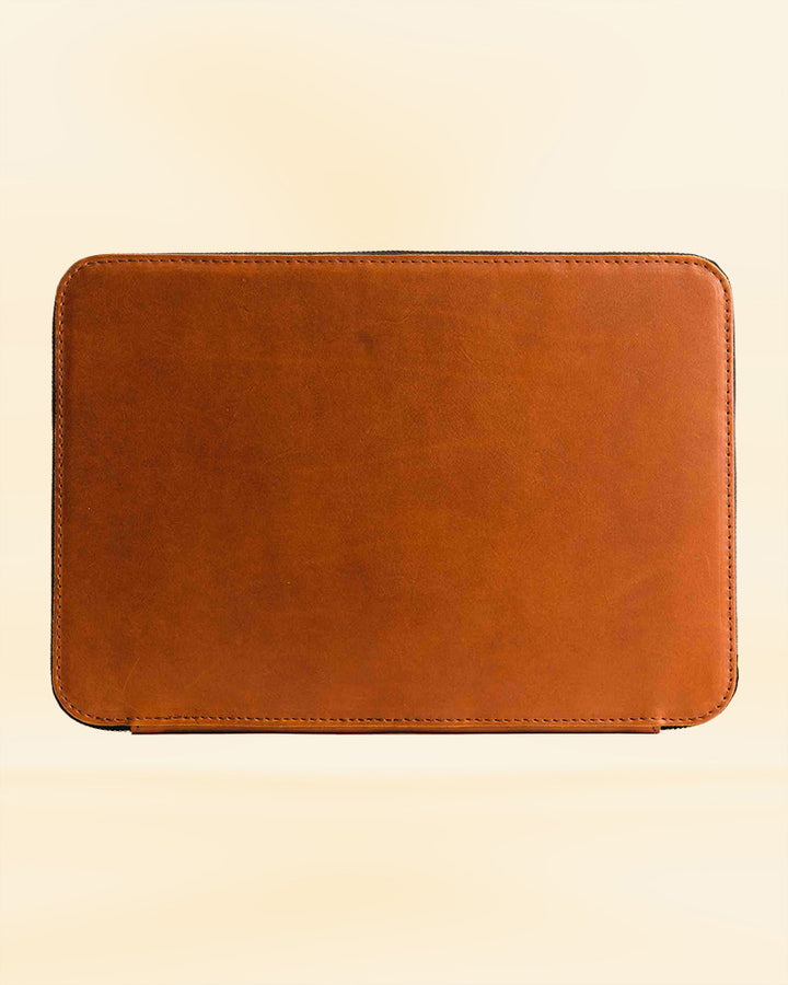 cow leather double zip macbook case
