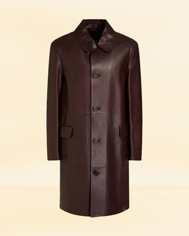 Men's Vintage Brown Leather Coat