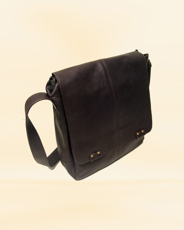 The Pricy Edmond Leather Deluxe Vertical Messenger Bag Black in usa