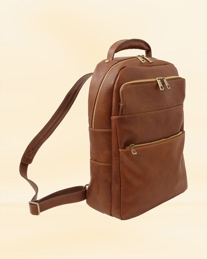 High-quality leather backpack, ideal for commuting and business trips" USA style