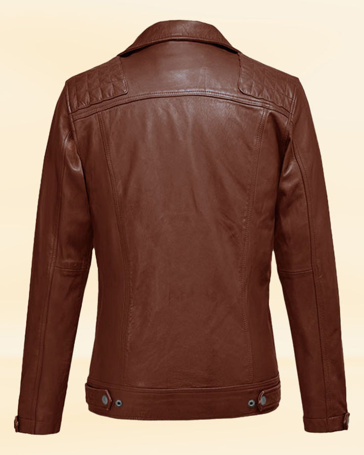 "Stay protected in style with an Ironwood tan biker leather jacket in USA"