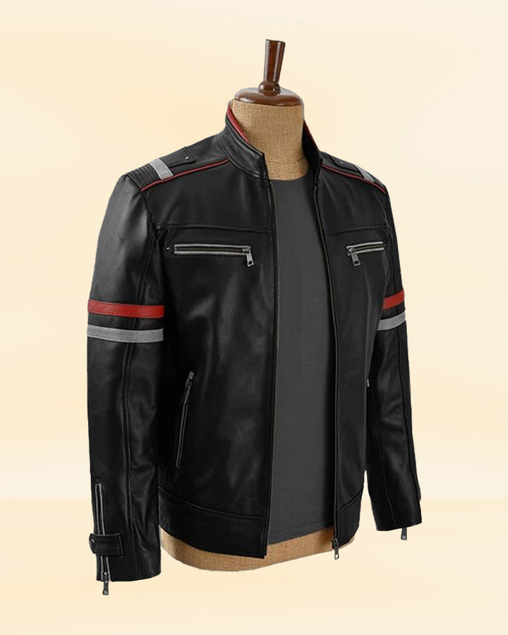 Men's Celebrity Leather Jacket with a Unique Look in France style