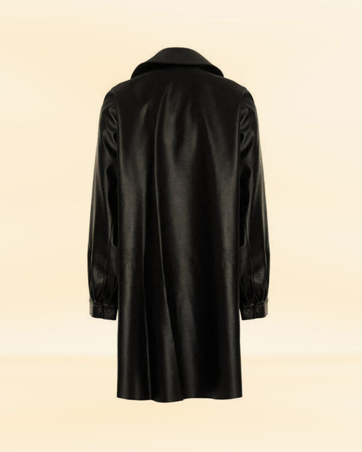Stylish men's black leather-look coat