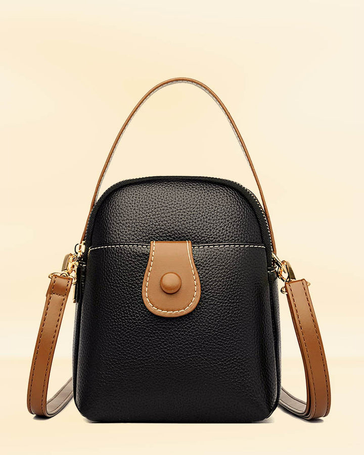 Fashionable Litchi Embossed Satchel Bag - Side View in USA