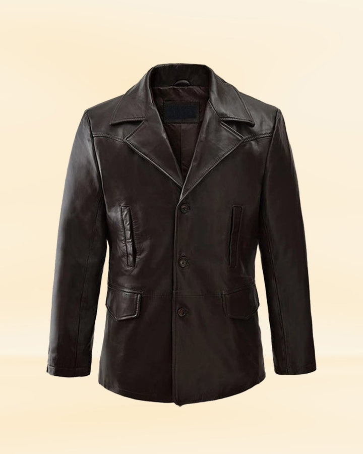 Leather Trench Coat Worn by Aaron Eckhart in Love Happens in American style