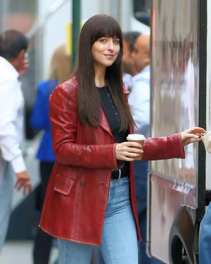 Complete your winter look with this stunning Madame leather coat, worn by Dakota Johnson in German style