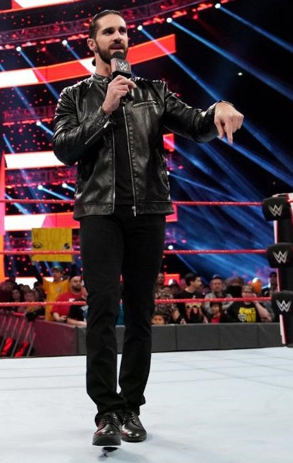 WWE Seth Rollins' black leather jacket with a sleek and modern design in USA market