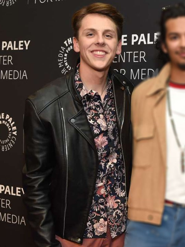 Upgrade your wardrobe with this sleek and fashionable leather jacket worn by Jacob Bertrand in Franc estyle