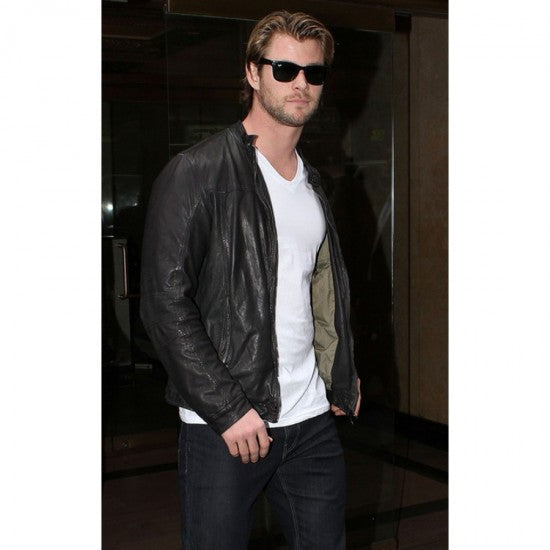 Black Stylish Leather Jacket Worn by Chris Hemsworth | Chris Hemsworth Leather Jacket