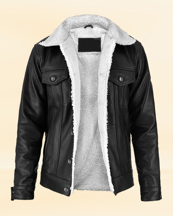 Faux fur Sherpa leather jacket for sale in the USA