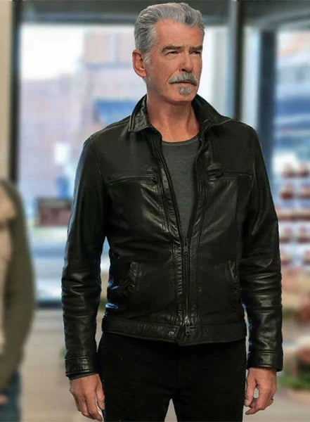 Pierce Brosnan's rugged leather jacket from The Outlaws in USA