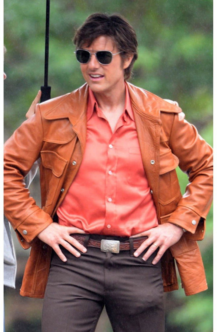 Tom Cruise's American made movie leather jacket front view in American style
