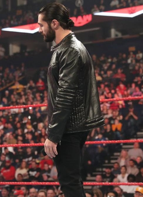 Seth Rollins' edgy black leather jacket for fans of his wrestling persona in US market