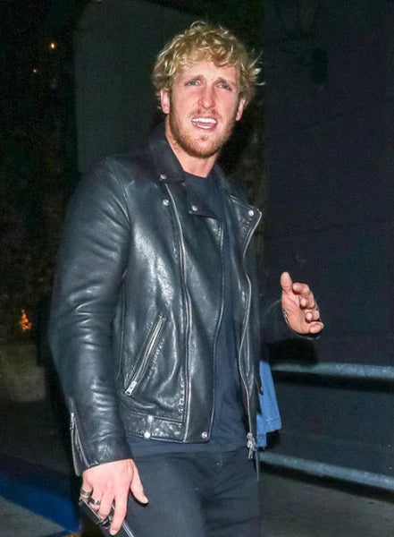 Stylish leather jacket as worn by Logan Paul in France style