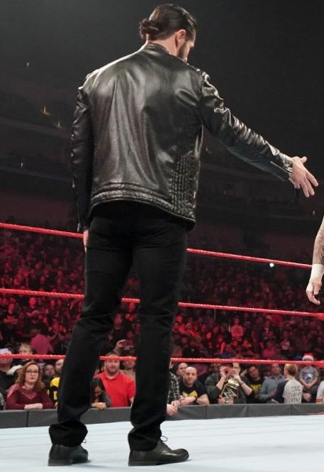 Black leather jacket with attitude, just like Seth Rollins in WWE in US market