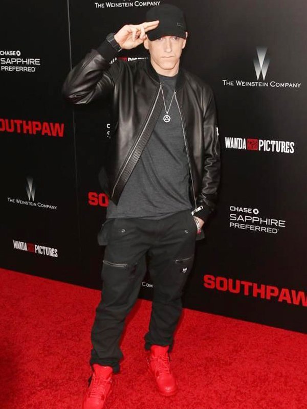 Eminem Bomber Style Leather Jacket for Men in USA market