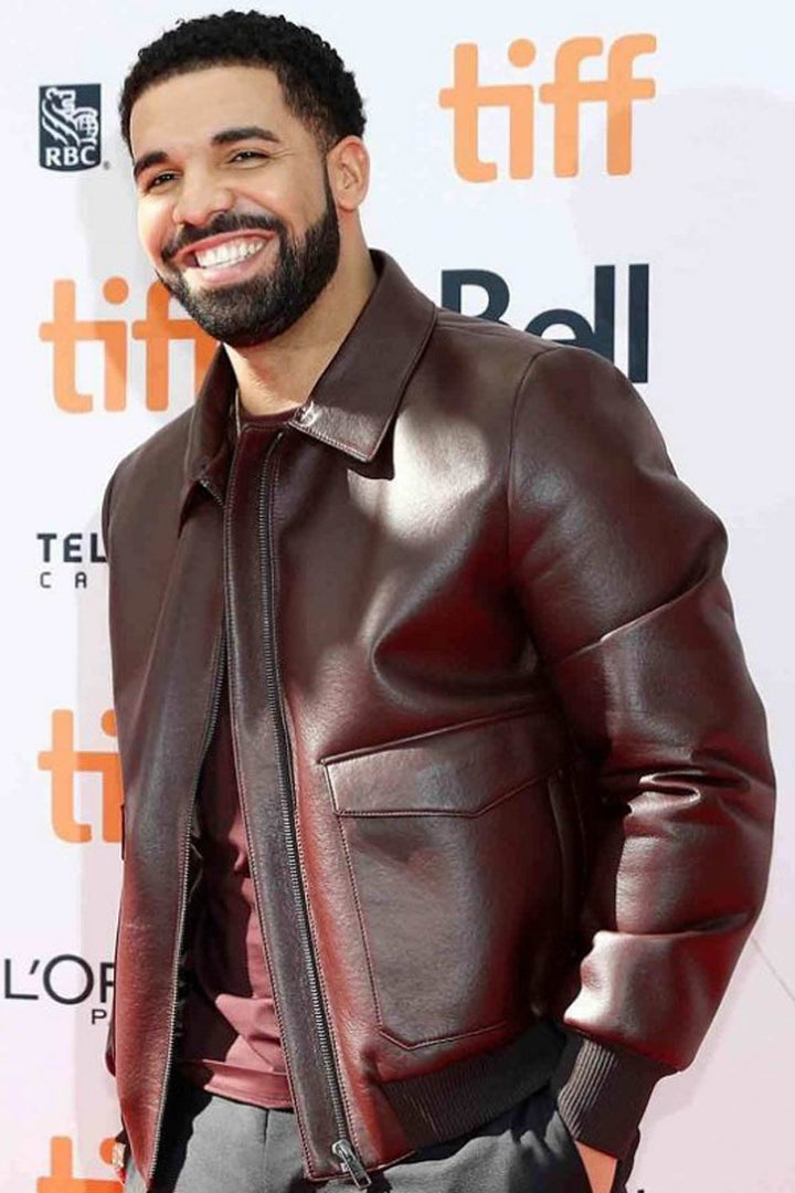 Get the Drake look with this classic Brown Decant Leather Jacket in American style