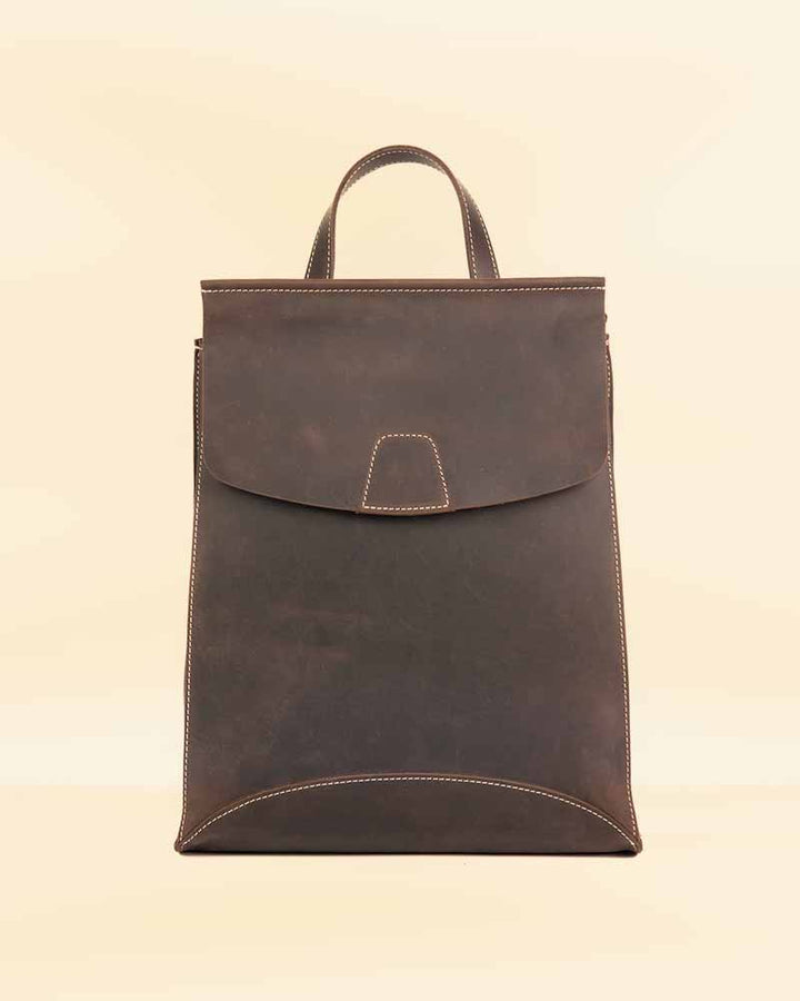 Slim and lightweight leather backpack with ample storage in US style