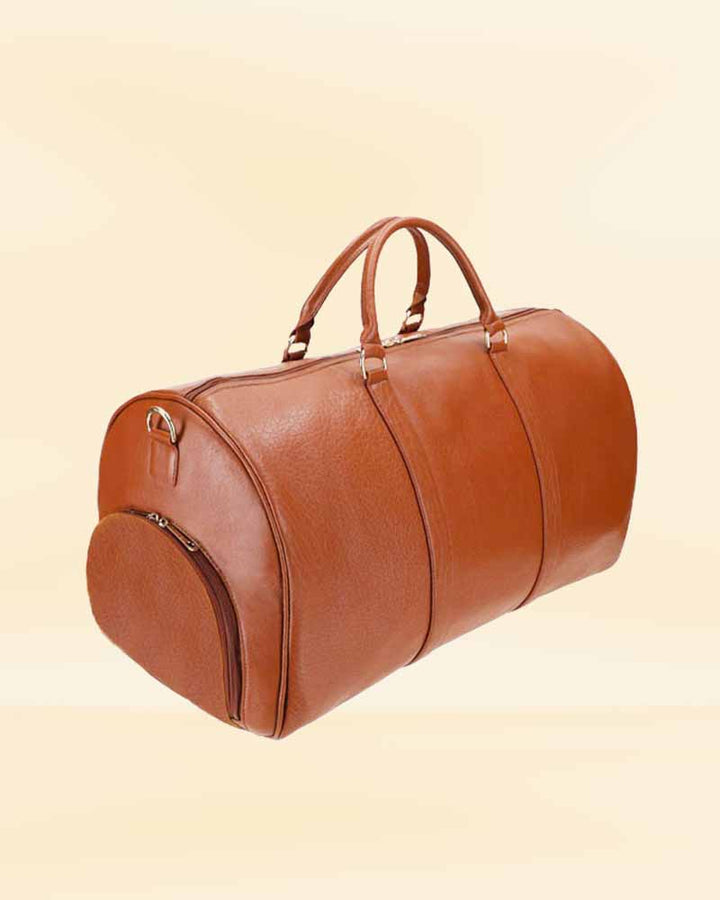 Vintage-style Leather Duffle Bag with Distressed Finis in USA