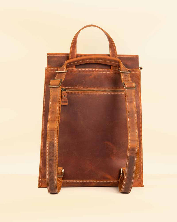 Slim profile leather backpack designed for fashion and convenience in USA market