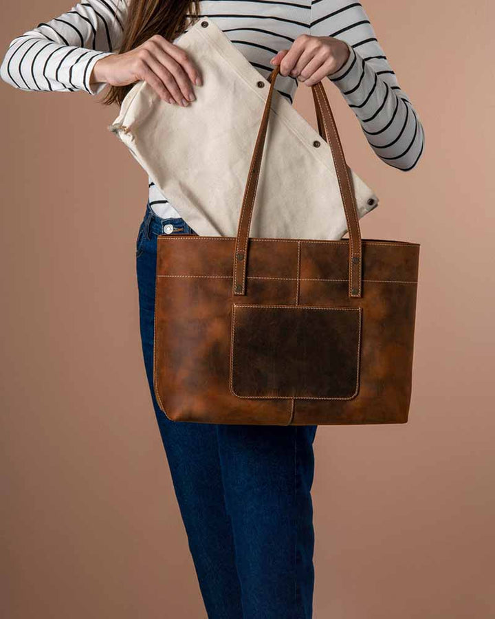 Versatile Leather Tote Bag in USA market
