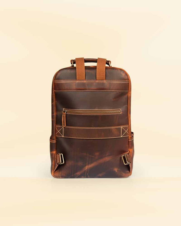 "The Pricy Leather Backpack in sleek brown in UK"
