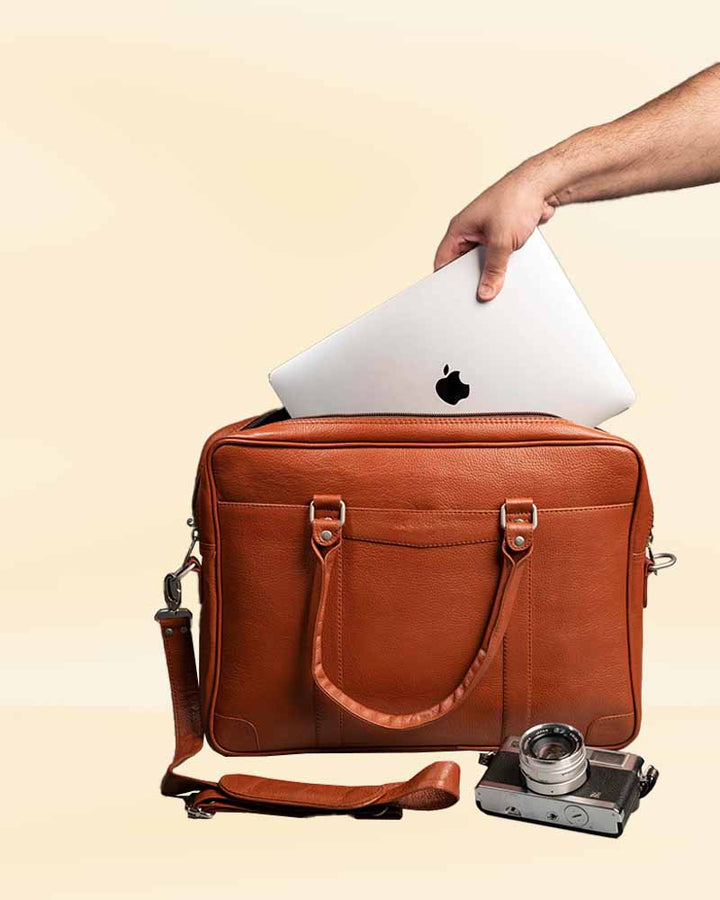 High-Quality Leather Laptop Bag in Brown in American marke