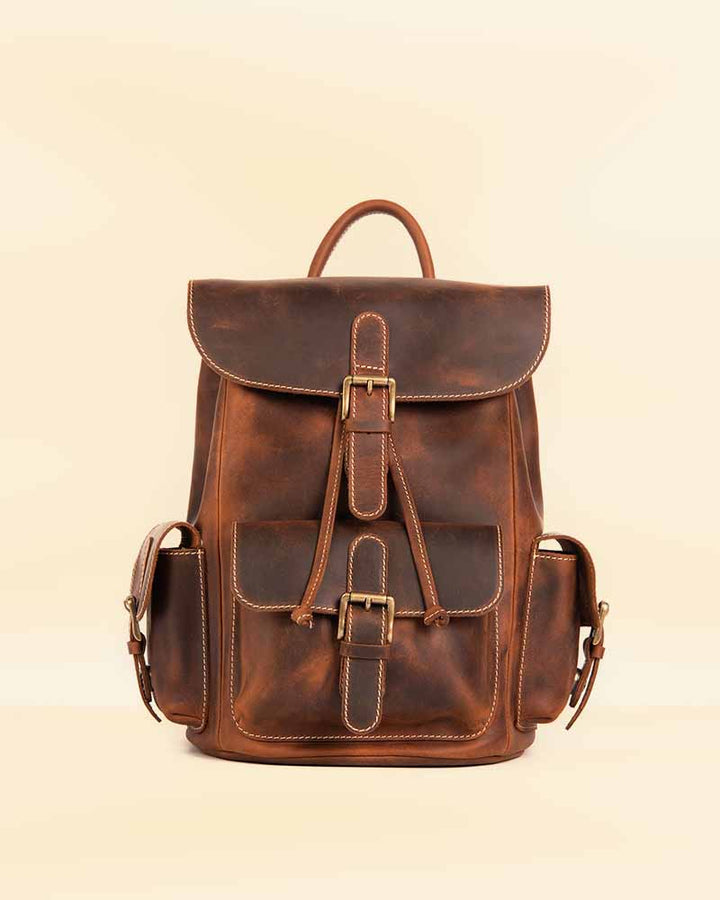 Designer Style: Multi-Pocket Leather Backpack in United state market