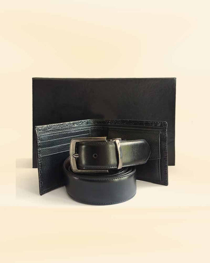 Elevate Your Style with the Kordovan Black Wallet and Belt Set in UK