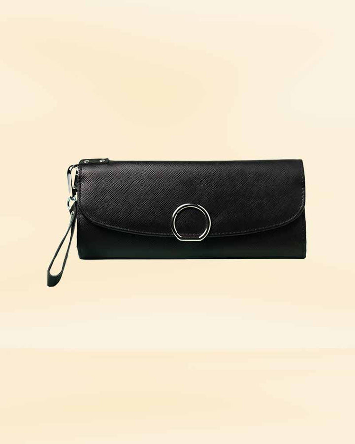 Women's clutch with metal hardware in America