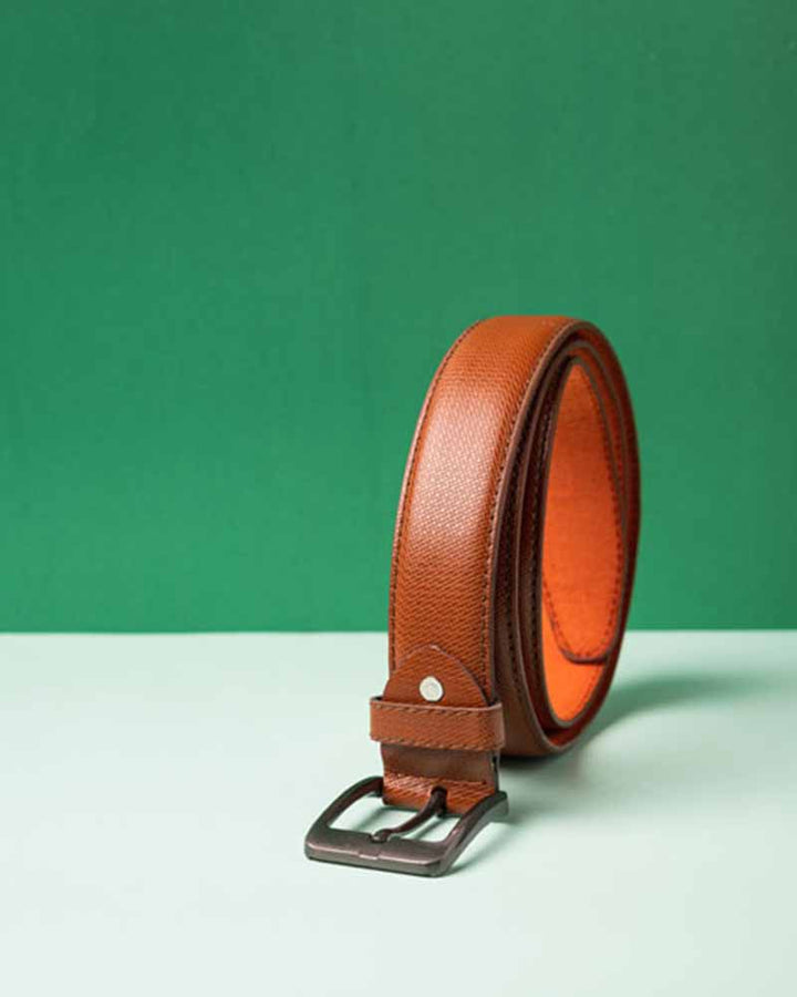 Light brown leather belt with premium craftsmanship in usa