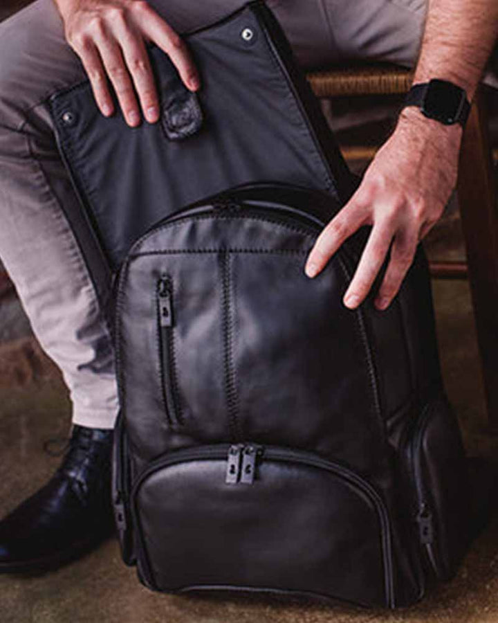 Spacious Leather Backpack with Removable Laptop Case. in American market