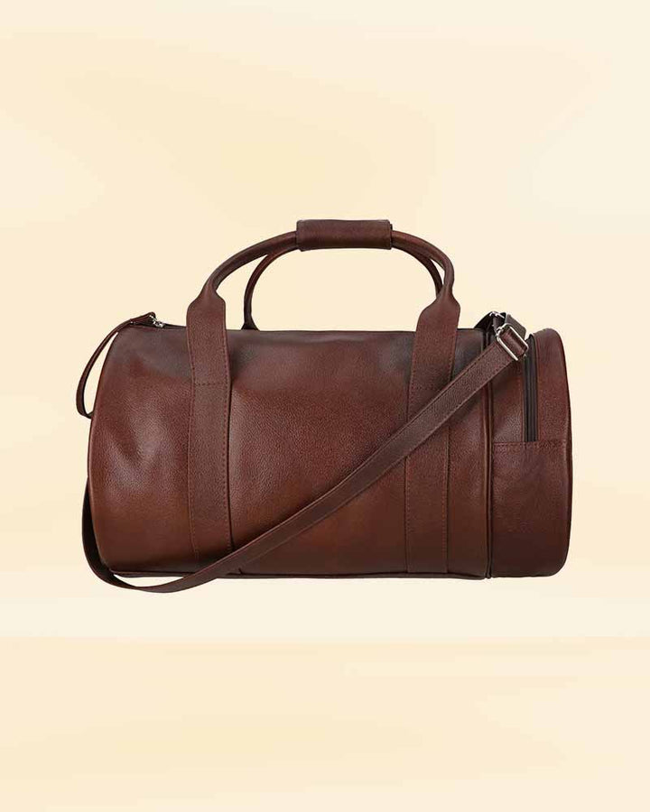 Travel luggage bag with leather accents in USA market'