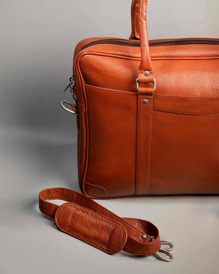 Professional Men's Brown Leather Laptop Briefcase in American style