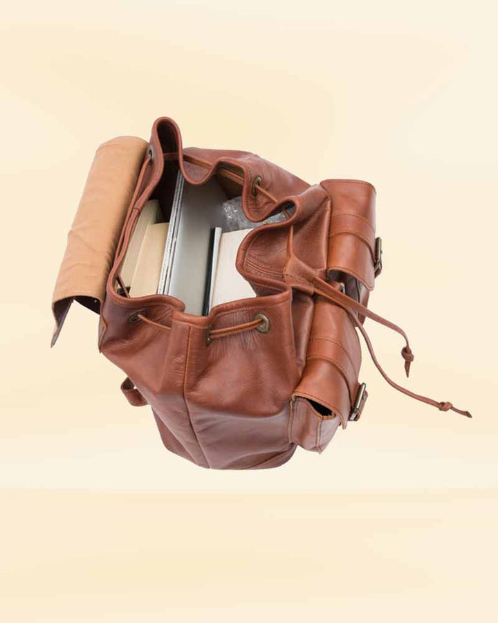 Vintage-style brown leather backpack in USA market