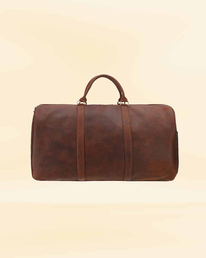 Stylish and Durable Brown Leather Duffle Bag  in USA market