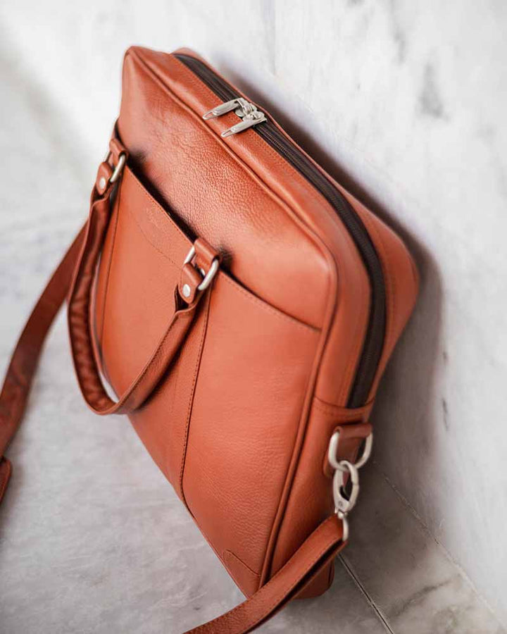Classic and Sophisticated Brown Leather Laptop Bag in USA