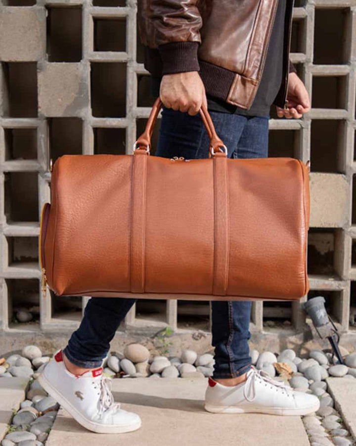 Durable Leather Travel Bag with Separate Shoe Compartment in UK