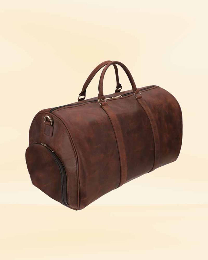 Crazy Horse Leather Travel Bag with Adjustable Shoulder Strap in UK market