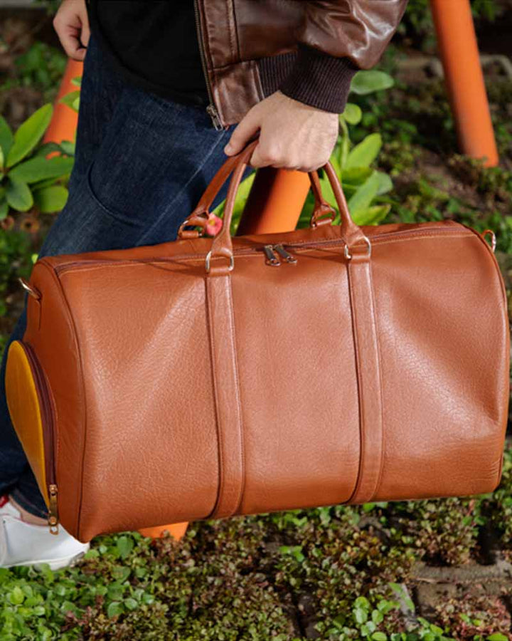 Classic Brown Leather Duffle Bag in America