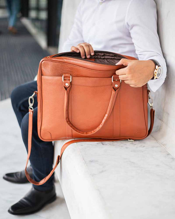 Brown Leather Laptop Bag for Work or Travel in US market