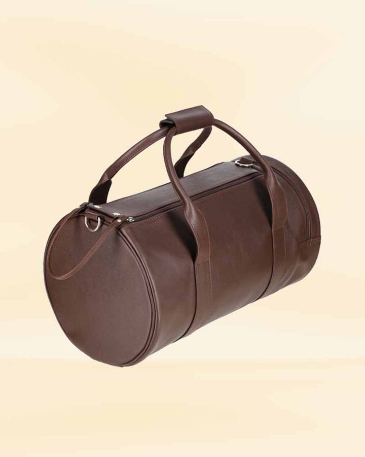 Rugged leather travel duffle bag in America
