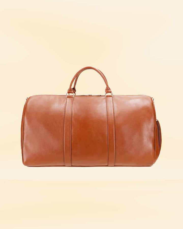Spacious Brown Leather Duffle Bag with Shoe Compartment in US